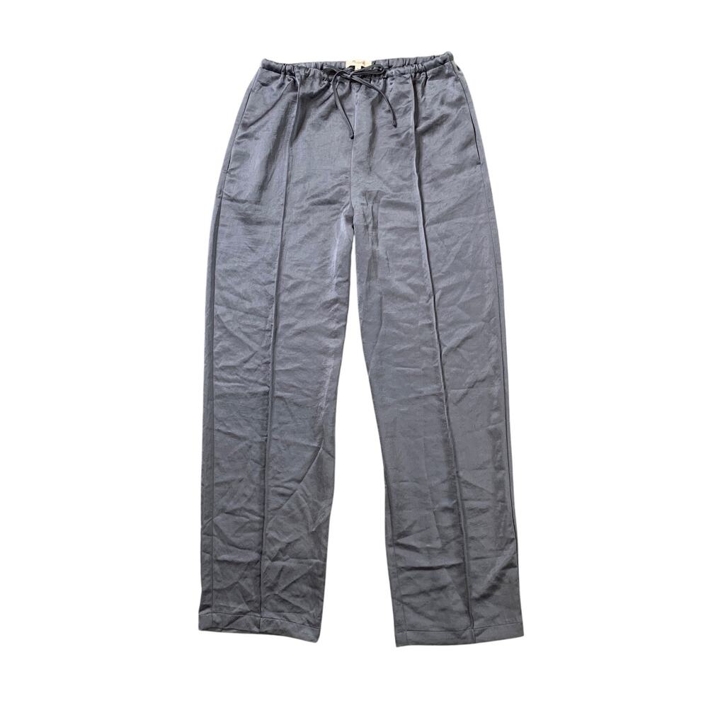 Madewell Pants Women S/M Shark Satin Pintucked Slim Pull On Drawstring *READ